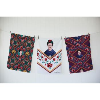 Súprava 3 utierok s prímesou bavlny Madre Selva Frida Flowers, 50 x 70 cm