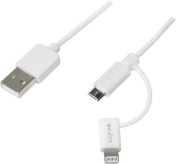 LogiLink #####USB-Kabel USB 2.0 #####USB-A Stecker, #####USB-Micro-B Stecker, #####Apple Lightning Stecker  1.00 m biela