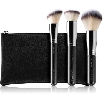 BrushArt Professional Full Face brush set with makeup pouch Sada štetcov s taštičkou Black