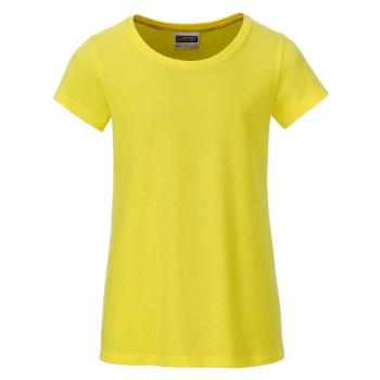 James & Nicholson Klasické dievčenské tričko z biobavlny 8007G - Žltá | XS