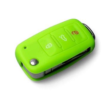 Ochranné silikónové puzdro na kľúč pre VW/Seat/Škoda s vystreľovacím kľúčom, farba zelená (SZBE-001G)