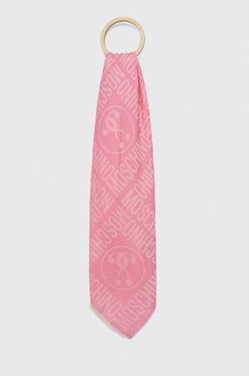 Šatka Moschino pánska, ružová farba, vzorovaná