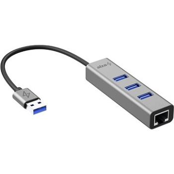 AlzaPower AluCore USB-A (M) na 3× USB-A (F) s LAN vesmírno-sivá (APW-HAA3AL1Y)