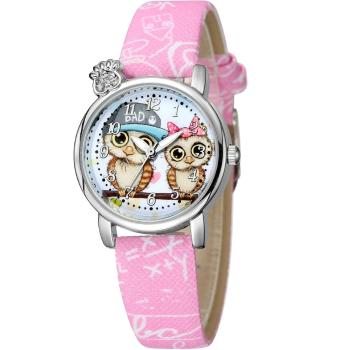 OEM Detské Hodinky Owl  KP11302 ružová