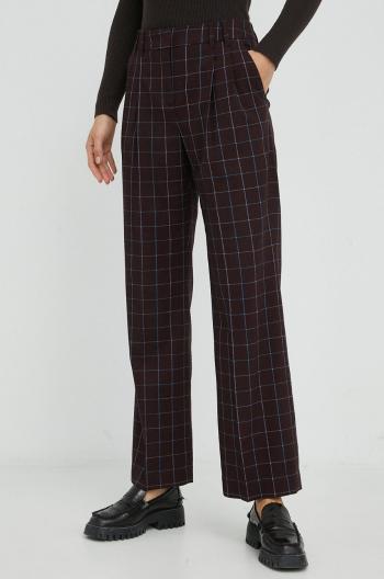 Nohavice s prímesou vlny PS Paul Smith dámske, bordová farba, široké, vysoký pás