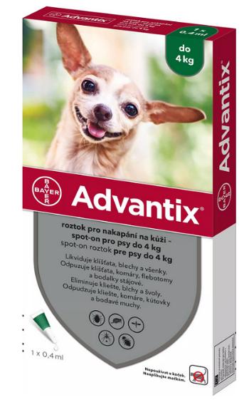 Advantix spot-on 0,4ml pipeta proti kliešťom a blchám pre psy do 4kg