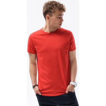 Ombre  Tričká s krátkym rukávom Pánske tričko bez potlače - červená S1224  viacfarebny