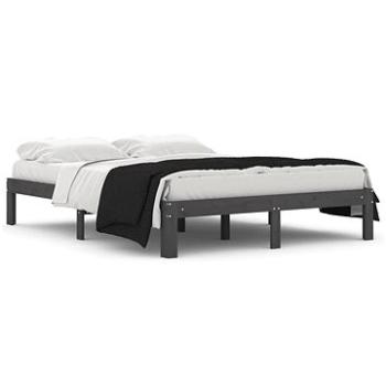 Rám postele sivý masívna borovica 140 × 190 cm, 810347
