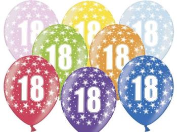 Silné balóny 30 cm metalický mix - narodeniny č. 18 - PartyDeco