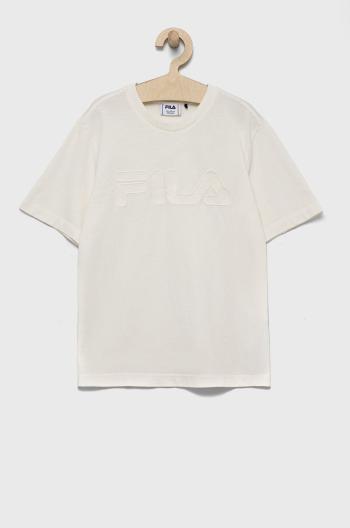 Detské bavlnené tričko Fila béžová farba, jednofarebný