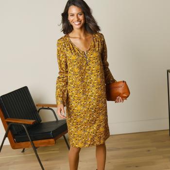 Blancheporte Rovné šaty s minimalistickým vzorom šafranová 36