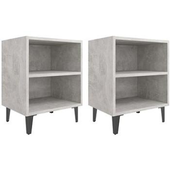 SHUMEE Nočné stolíky s kovovými nohami 2 ks betónovo sivé 40 × 30 × 50 cm, 805806