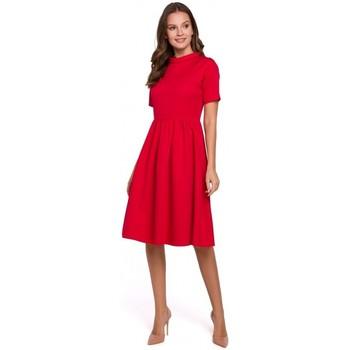 Makover  Šaty K028 Šaty s ohrnutým výstrihom - červené  viacfarebny