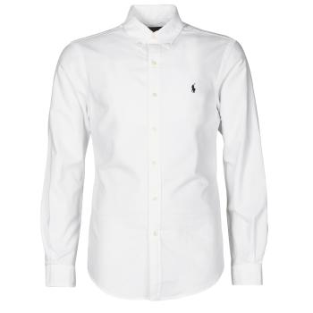 Polo Ralph Lauren  CHEMISE CINTREE SLIM FIT EN OXFORD LEGER TYPE CHINO COL BOUTONNE  Košele s dlhým rukávom Biela