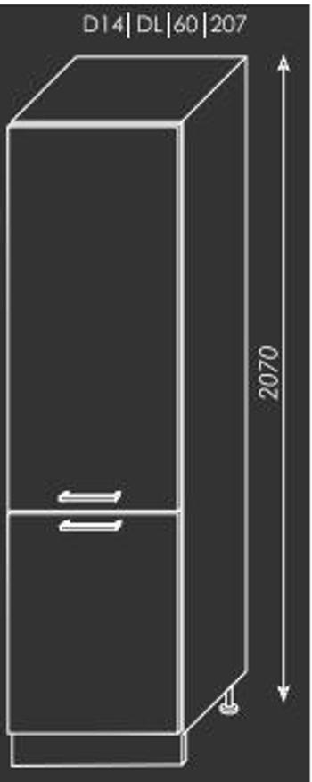 ArtExt Kuchynská linka Brerra - mat Kuchyňa: Spodná skrinka D14/DL/60/207 / (ŠxVxH) 60 x 207 x 56,5 cm