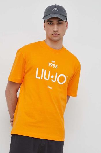Tričko Liu Jo pánske, oranžová farba, s potlačou