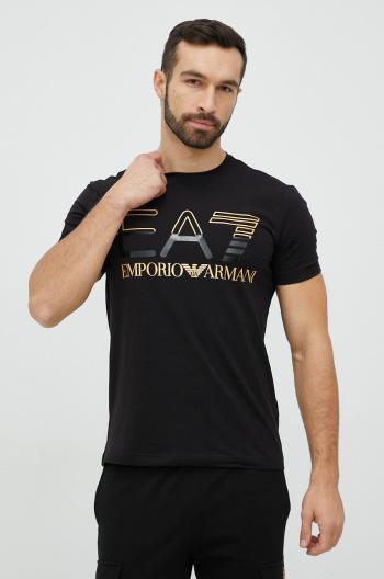 Tričko EA7 Emporio Armani pánske, čierna farba, s potlačou