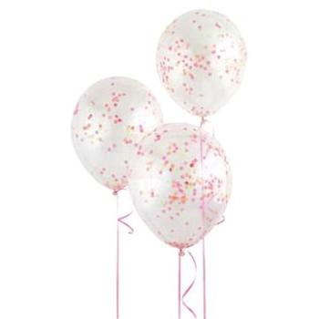 Balóniky 30 cm – priehľadné s neónovými konfetami – 6 ks (11179544806)