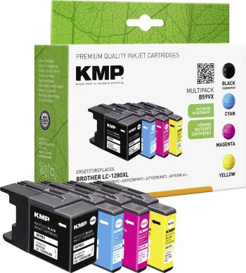 KMP Ink set náhradný Brother LC-1280, LC1280XLVALBPDR, LC-1280XL kompatibilná kombinované balenie čierna, zelenomodrá, p