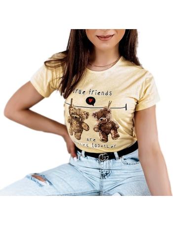 Svetložlté tričko medvedíky true friends vel. XL