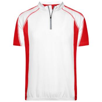 James & Nicholson Pánske cyklistické tričko JN420 - Biela / červená | S