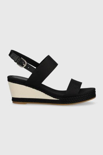 Sandále Tommy Hilfiger ROPE WEBBING MID WEDGE dámske, čierna farba, na kline, FW0FW07092