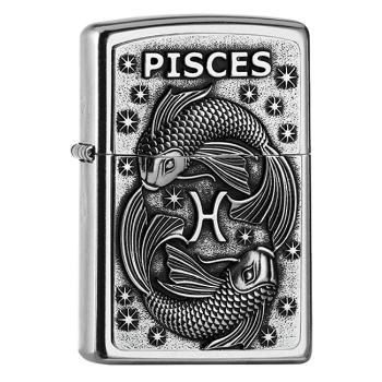 Zippo benzínový zapaľovač pisces zodiac emblem 25548