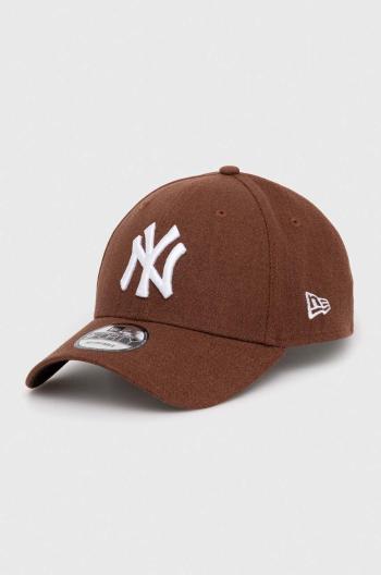 Baseballová čiapka z ľanovej zmesi New Era hnedá farba, s nášivkou, NEW YORK YANKEES