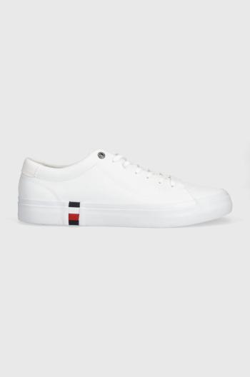 Kožené tenisky Tommy Hilfiger CORPORATE LEATHER pánske, biela farba, FM0FM04589