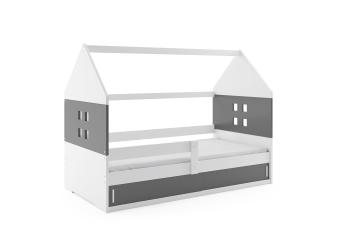 BMS Detská posteľ domček DOMI 1 | biela s úložným priestorom Farba: biela / sivá