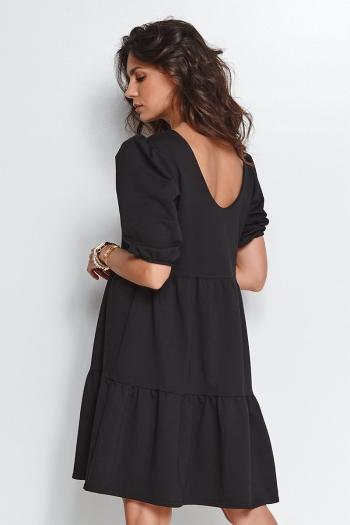 Čierne šaty s krátkym rukávom NU355