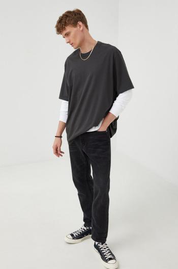 Bavlnené tričko Levi's šedá farba, jednofarebné