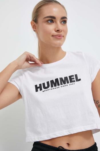 Bavlnené tričko Hummel biela farba