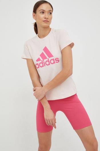 Bavlnené tričko adidas ružová farba