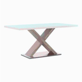 Jedálenský stôl, biela s vysokým leskom HG/dub sonoma, FARNEL P3, poškodený tovar