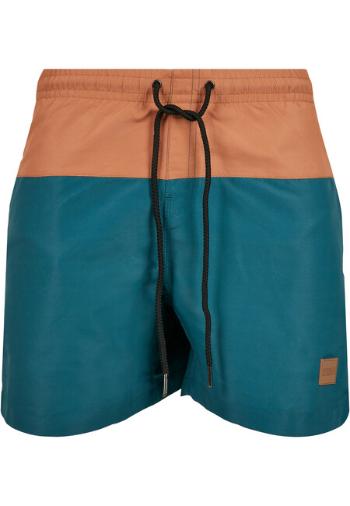 Urban Classics Block Swim Shorts teal/toffee - XXL