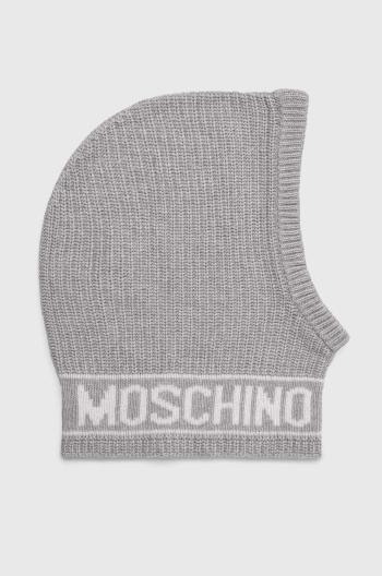 Vlnená kukla Moschino šedá farba, M3136 65414