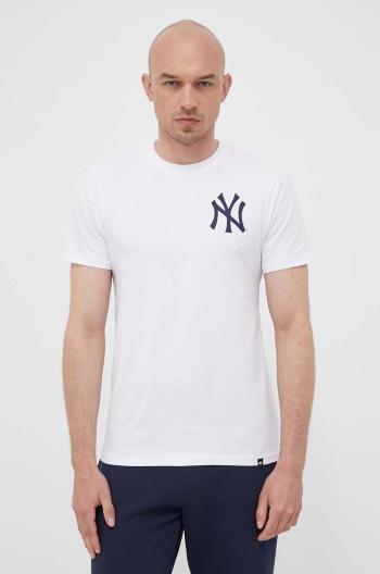 Bavlnené tričko 47brand MLB New York Yankees biela farba, s potlačou