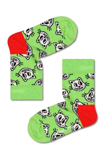 Detské ponožky Happy Socks Kids Cat zelená farba