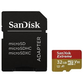 SanDisk MicroSDHC 32 GB Extreme A1 Class 10 UHS-I (V30) + SD adaptér (SDSQXAF-032G-GN6MA)