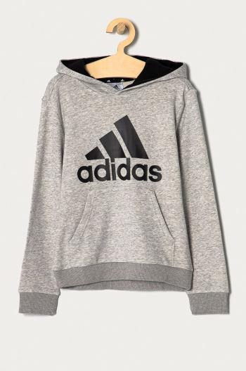 Detská mikina adidas GN4019 šedá farba, s potlačou