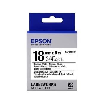 Epson LabelWorks LK-5WBW C53S655012 18mm x 9m, čierna tlač / biely podklad, silne priľnavá, originálna páska