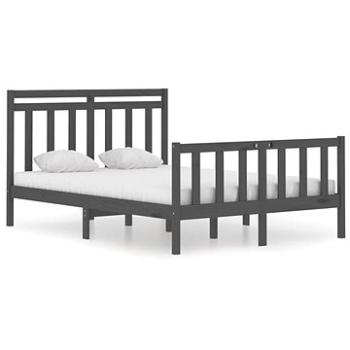 Rám postele sivý masívne drevo 135 × 190 cm Double, 3105357