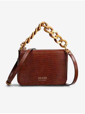 Hnedá dámska malá crossbody kabelka s krokodýlím vzorom Guess