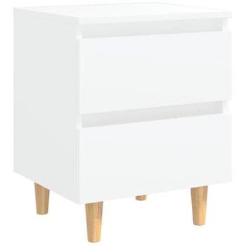 SHUMEE Nočný stolík s nohami z masívnej borovice biely 40 × 35 × 50 cm, 805851