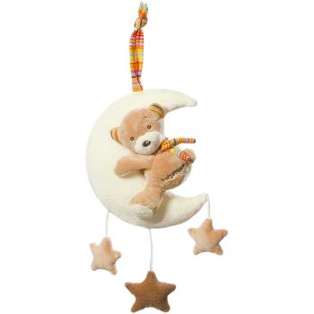 BABY FEHN Music Box Rainbow Teddy on the Moon kontrastná závesná hračka s melódiou 1 ks