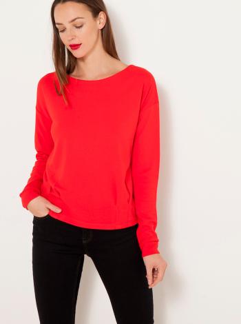Červené dámske tričko na zips s dlhým rukávom CAMAIEU
