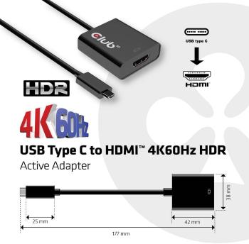 club3D CAC-2504 USB adaptér [1x USB 3.1 zástrčka C - 1x HDMI zásuvka] čierna