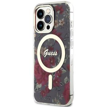 Guess PC/TPU Flowers IML MagSafe Kompatibilný Zadný Kryt na iPhone 13 Pro Kaki (GUHMP13LHCFWSA)