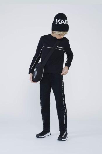 Detská mikina Karl Lagerfeld čierna farba, vzorovaná